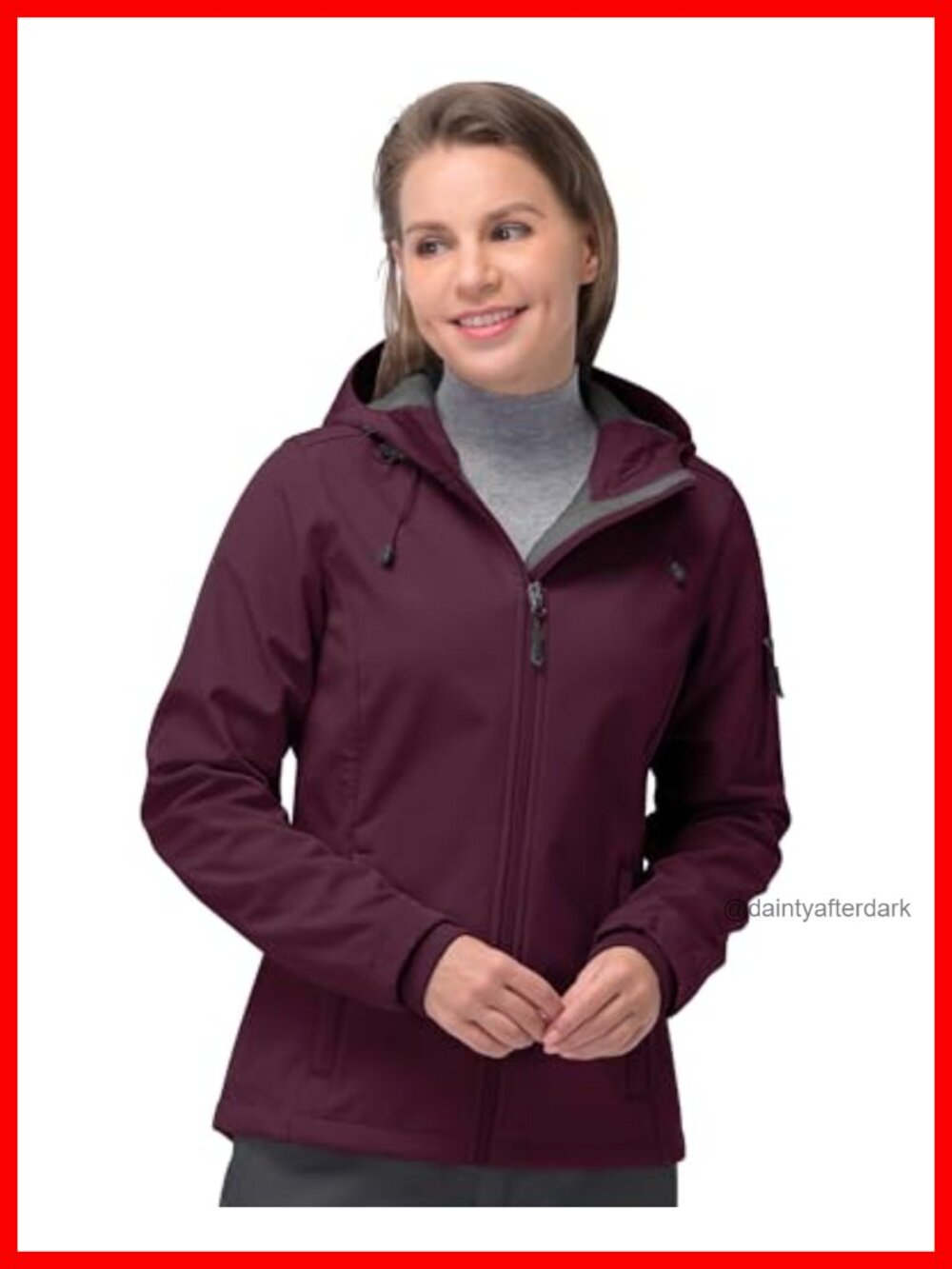 Women's Softshell Jacket Waterproof Hooded Fleece Lined Zip Up Coat